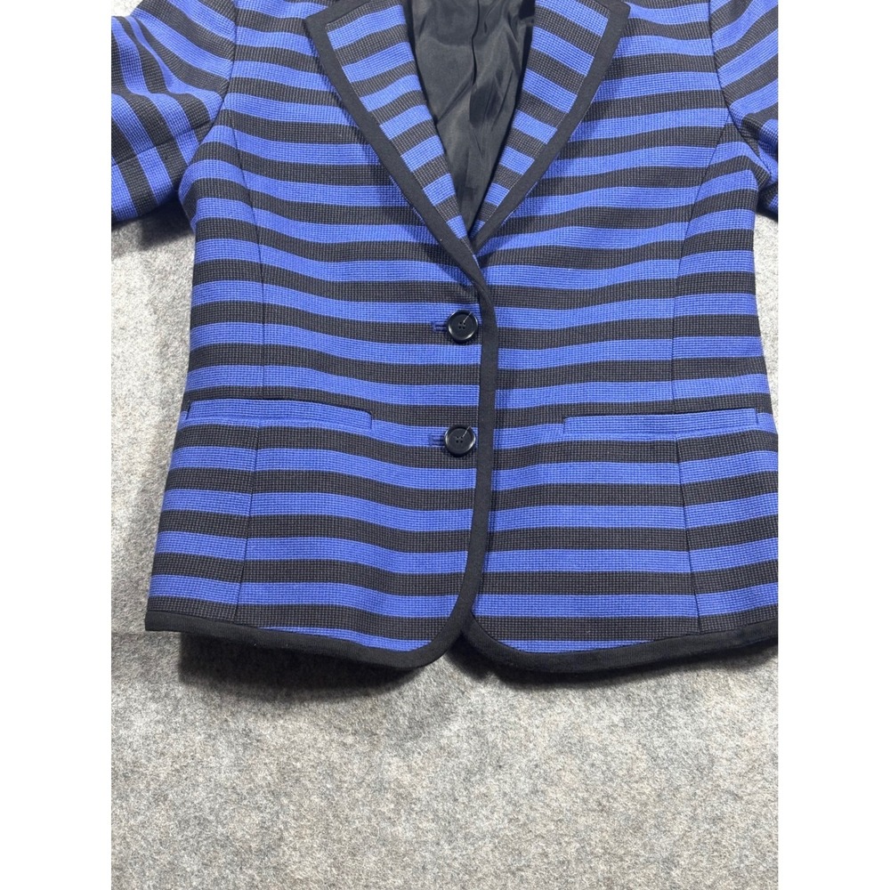Ann Taylor LOFT Womens Blue Black Stripe Blazer Jacket Size 00 - Picture 2 of 9